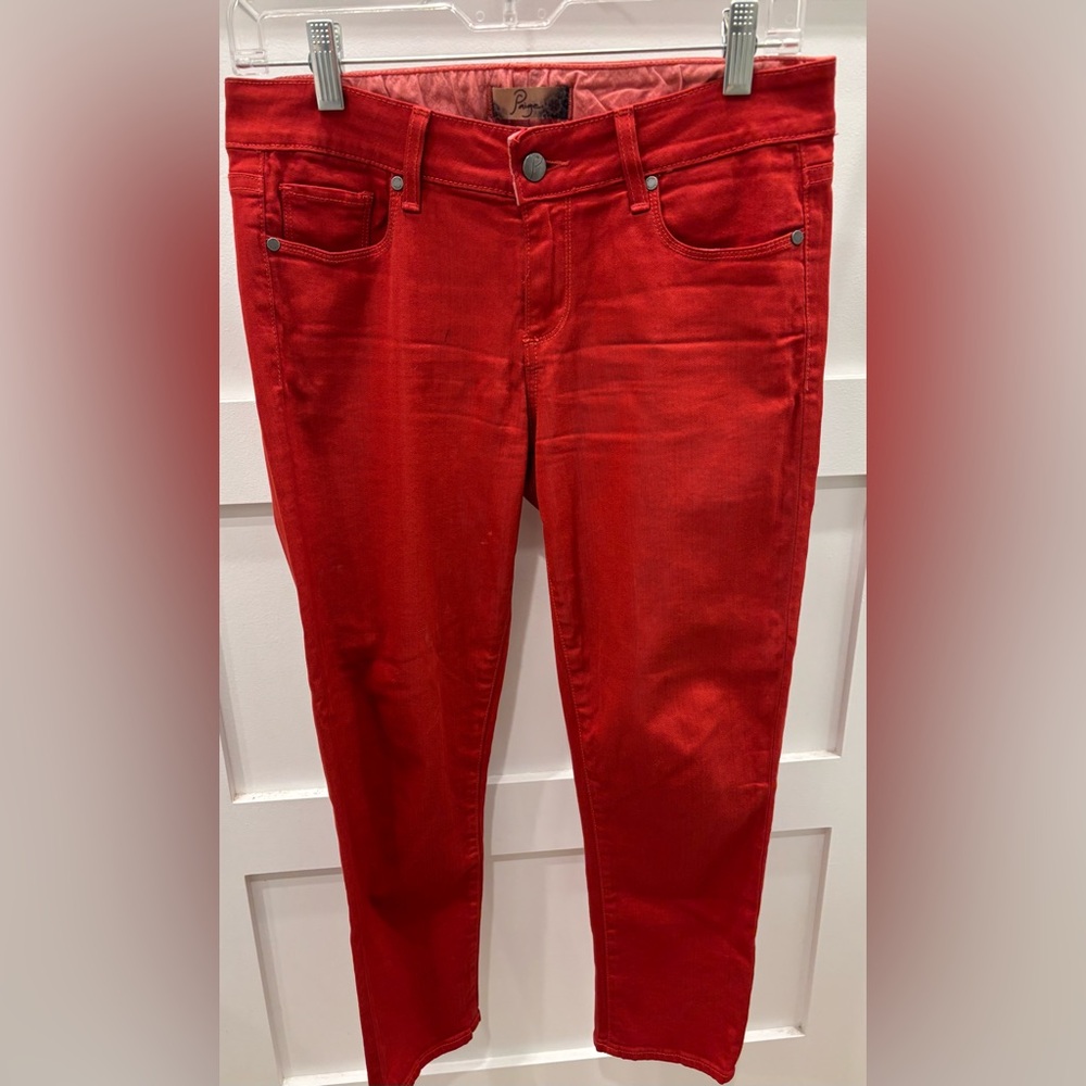 PAIGE Red Mid Rise Cropped Jeans Size 29